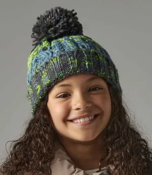 Beechfield Junior Corkscrew Pom Pom Beanie | Electric Grey