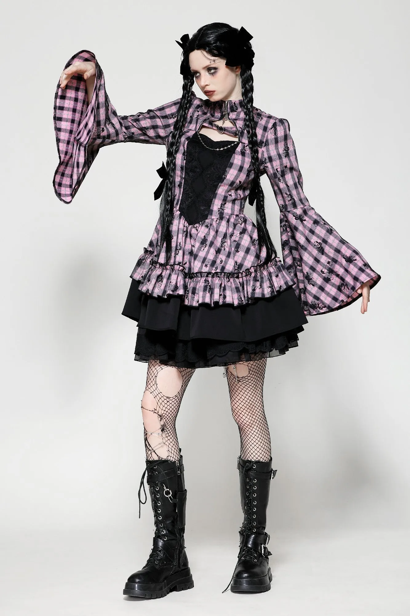 Big Pink Butterfly Doll Bell-Sleeve Dress DW1021