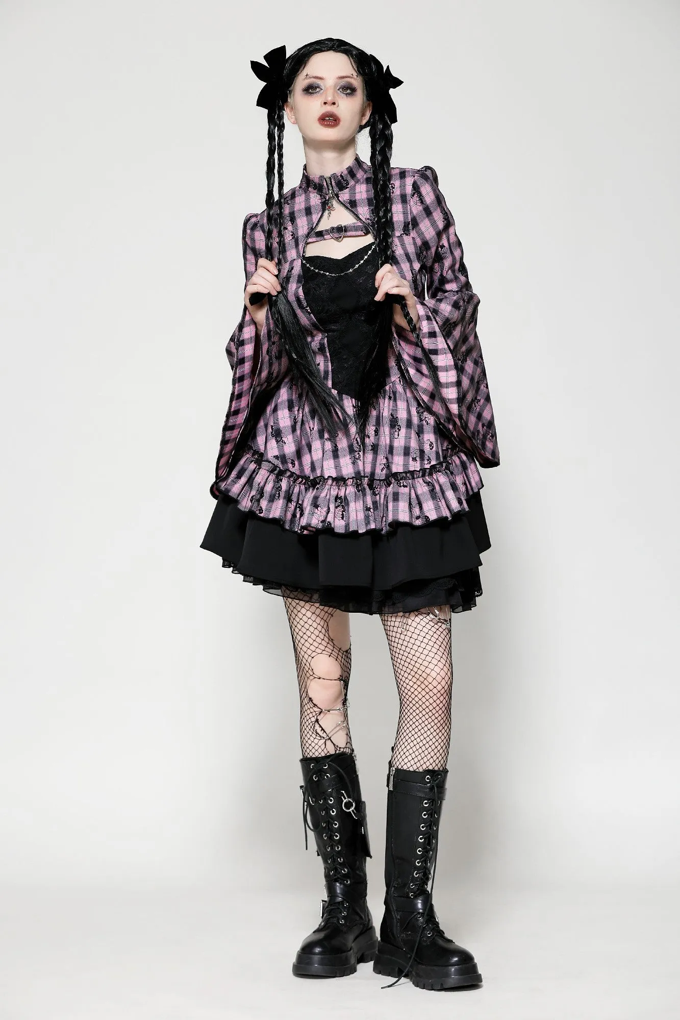 Big Pink Butterfly Doll Bell-Sleeve Dress DW1021