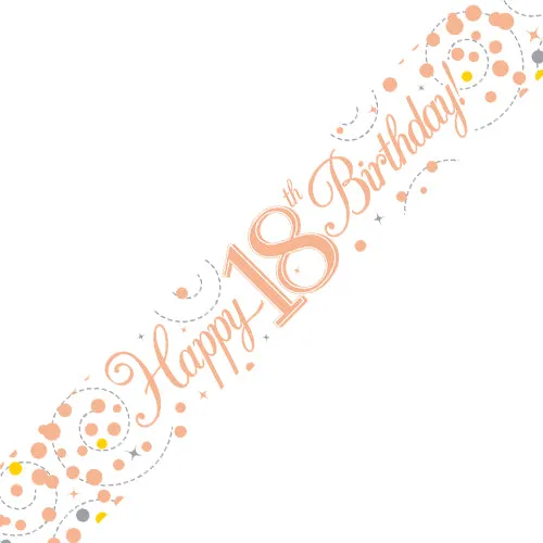 Birthday Sparkling Fizz Strip Banner - Rose Gold 18th Birthday