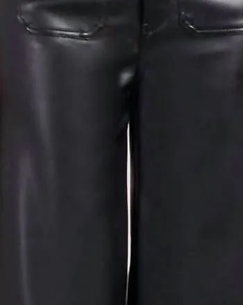 Brooke Hugging Faux Leather Wide Leg Crop Pant In Black | Black