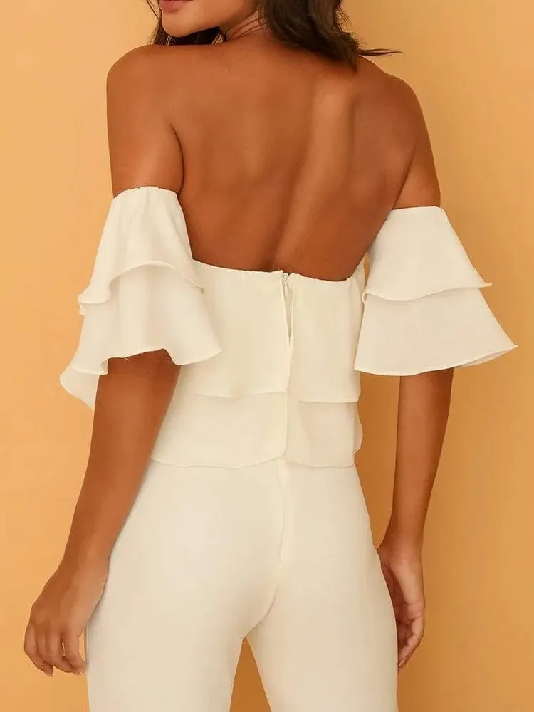 Chic Ruffle Backless Jumpsuit