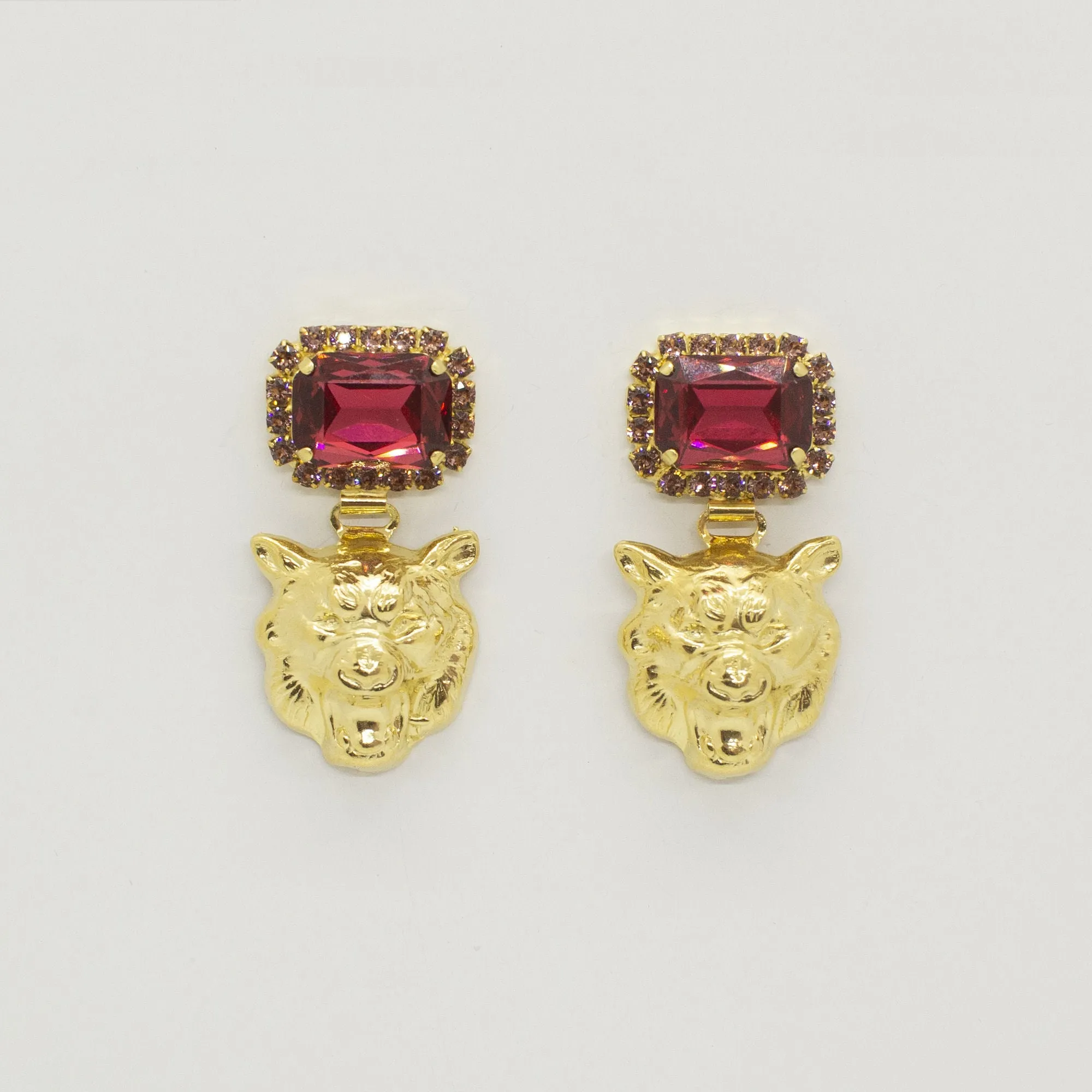 Earring Royal Tigress Rasberry & Blush Rose