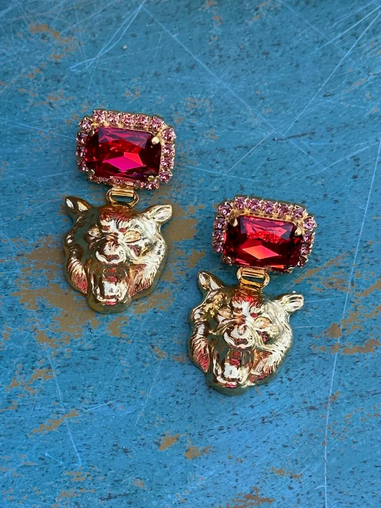 Earring Royal Tigress Rasberry & Blush Rose