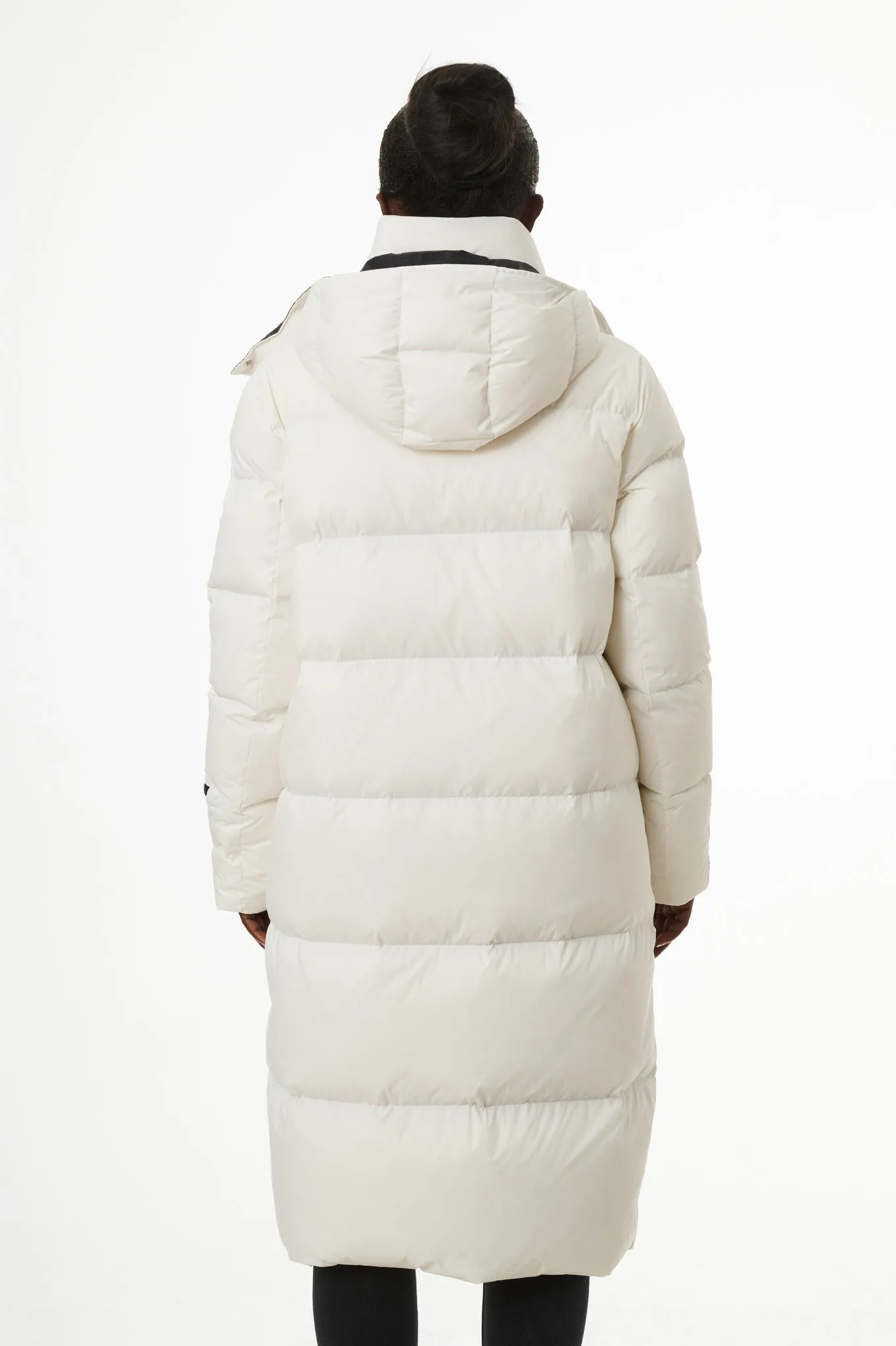 Fria Long Down Coat | White & Black
