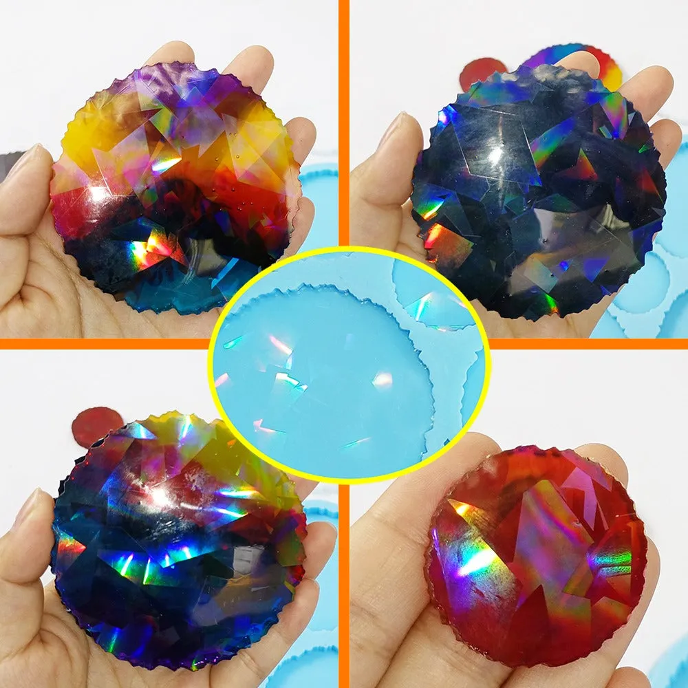 Holographic Geode Edge Resin Coaster Mold Set