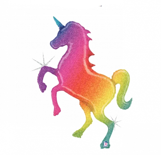 Holographic Glitter Rainbow Unicorn Foil Balloon Shape
