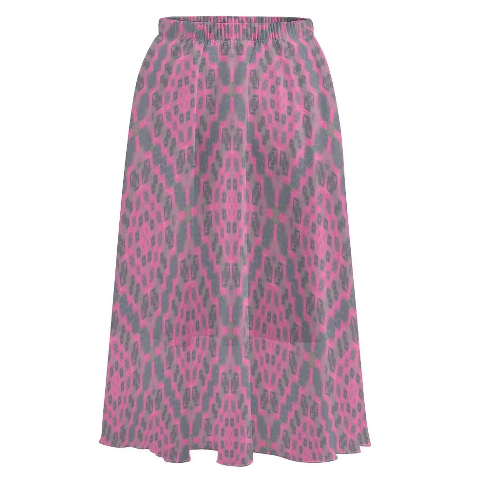 Layered Chiffon Skirt Pink Butterfly Balm Plaid