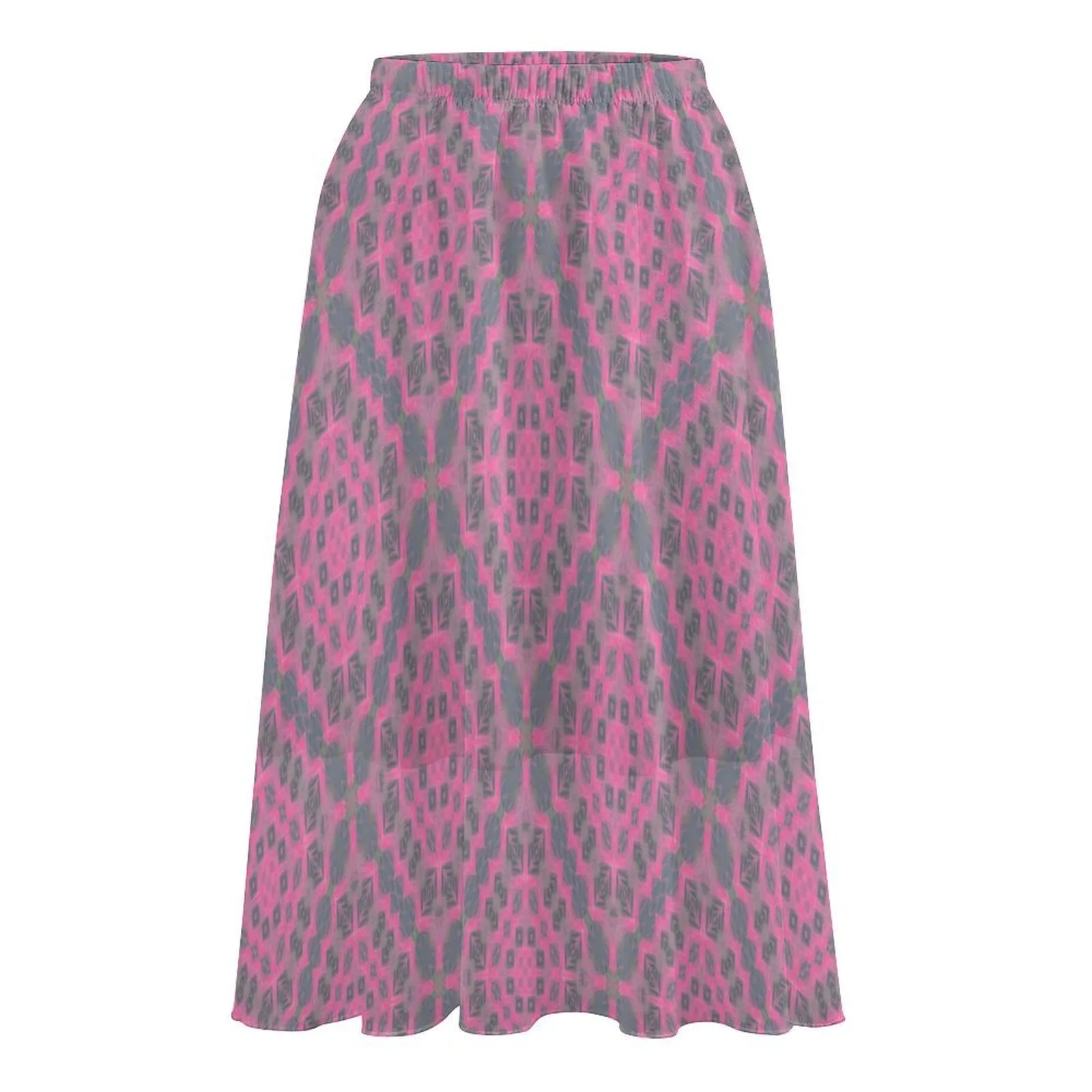 Layered Chiffon Skirt Pink Butterfly Balm Plaid