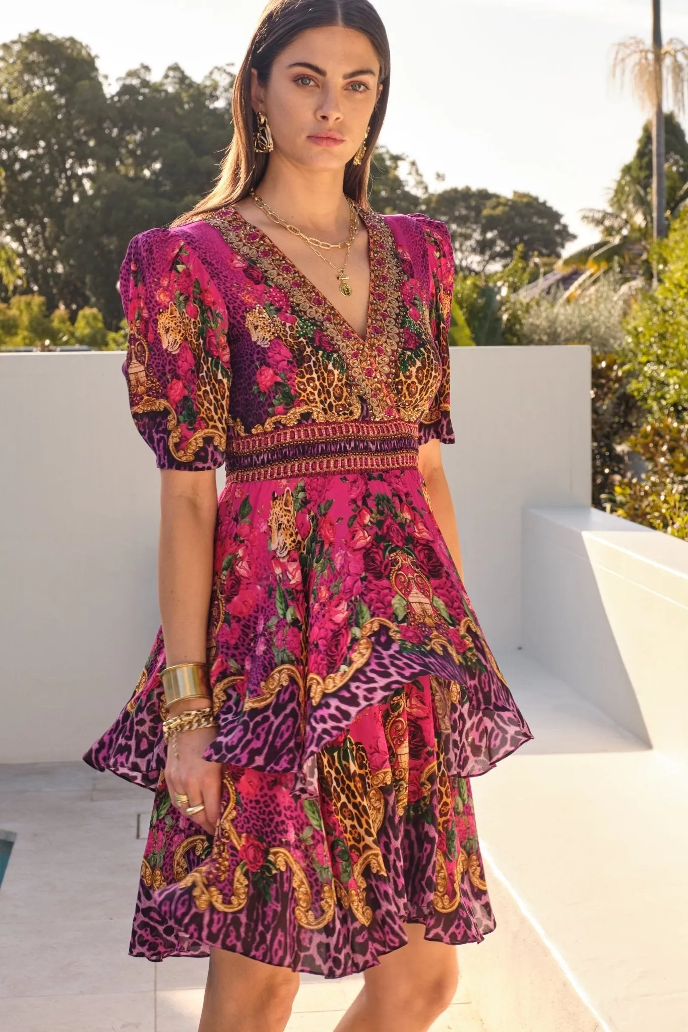 PURPLE PRINCESS CROSS OVER MINI DRESS