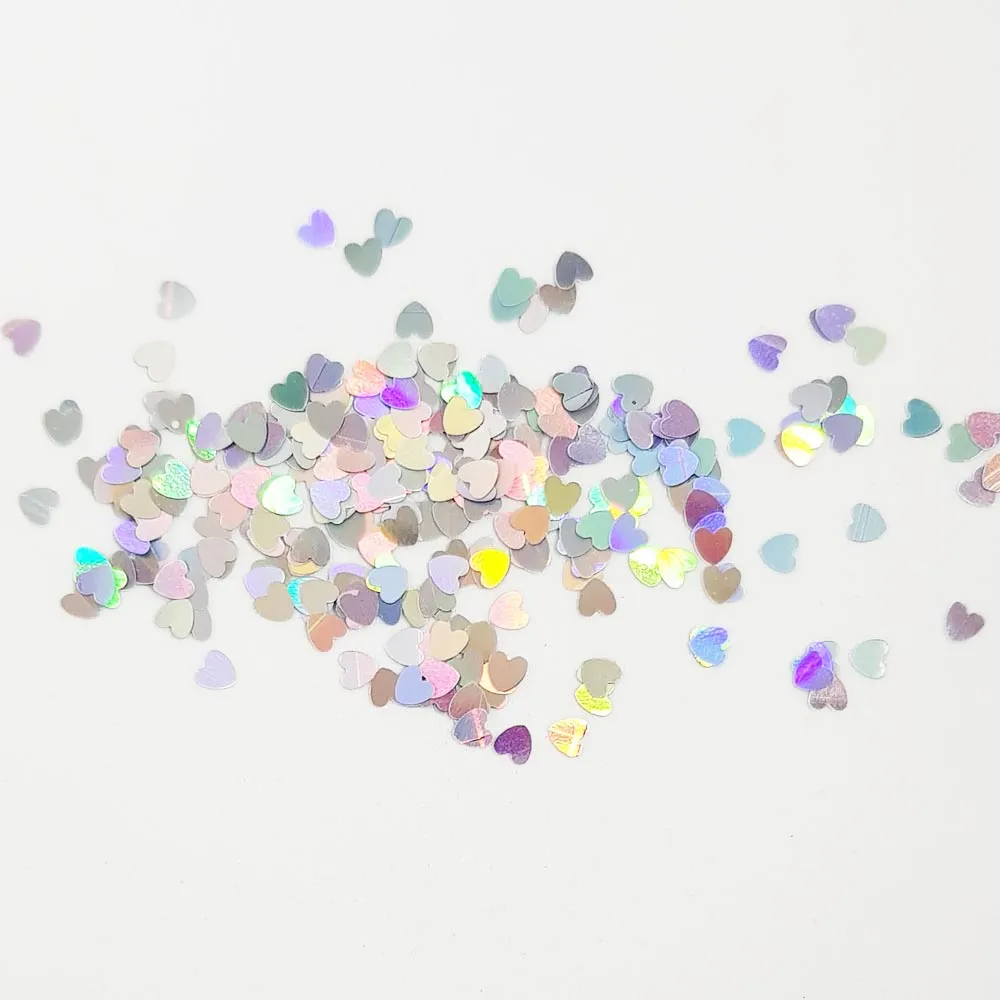 Silver Glitter Hearts (Holographic Glitter Hearts) - Hollow Heart