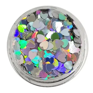Silver Glitter Hearts (Holographic Glitter Hearts) - Hollow Heart