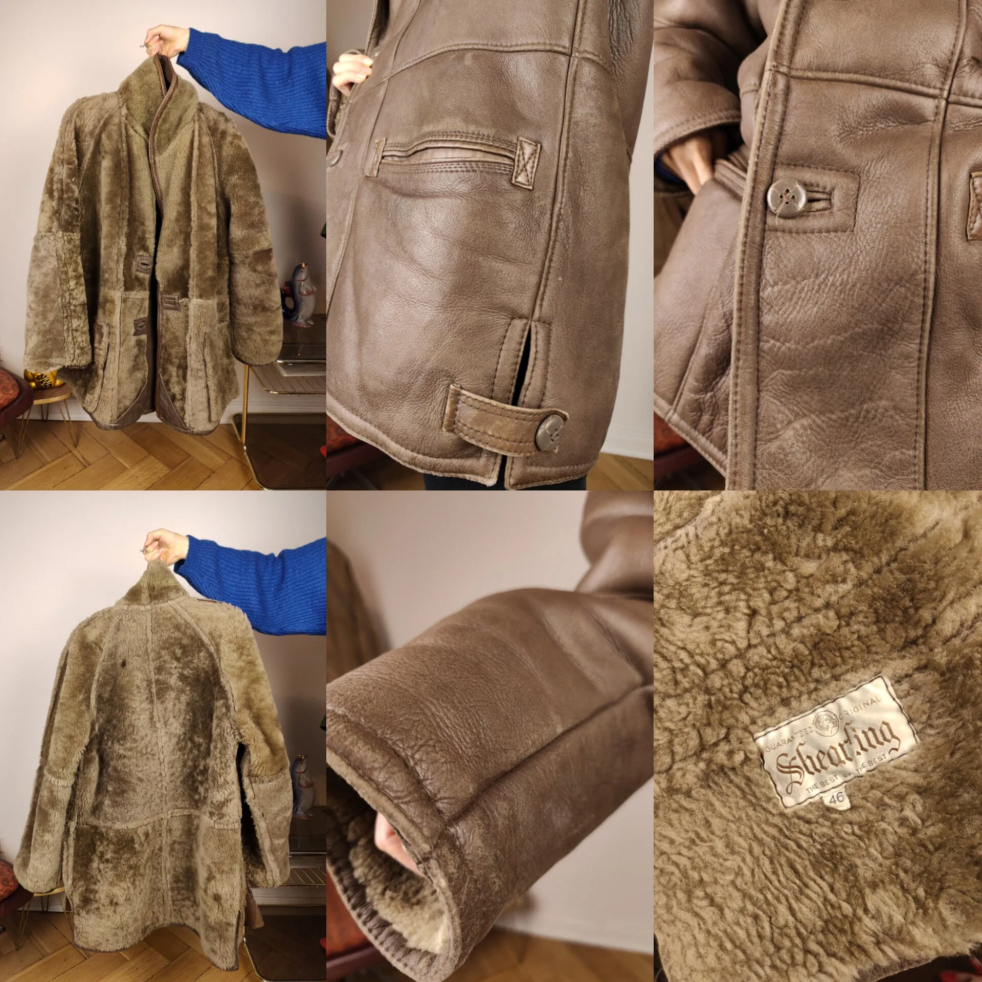 Vintage shearling coat M L | brown lambskin sheepskin leather sherpa jacket women unisex men