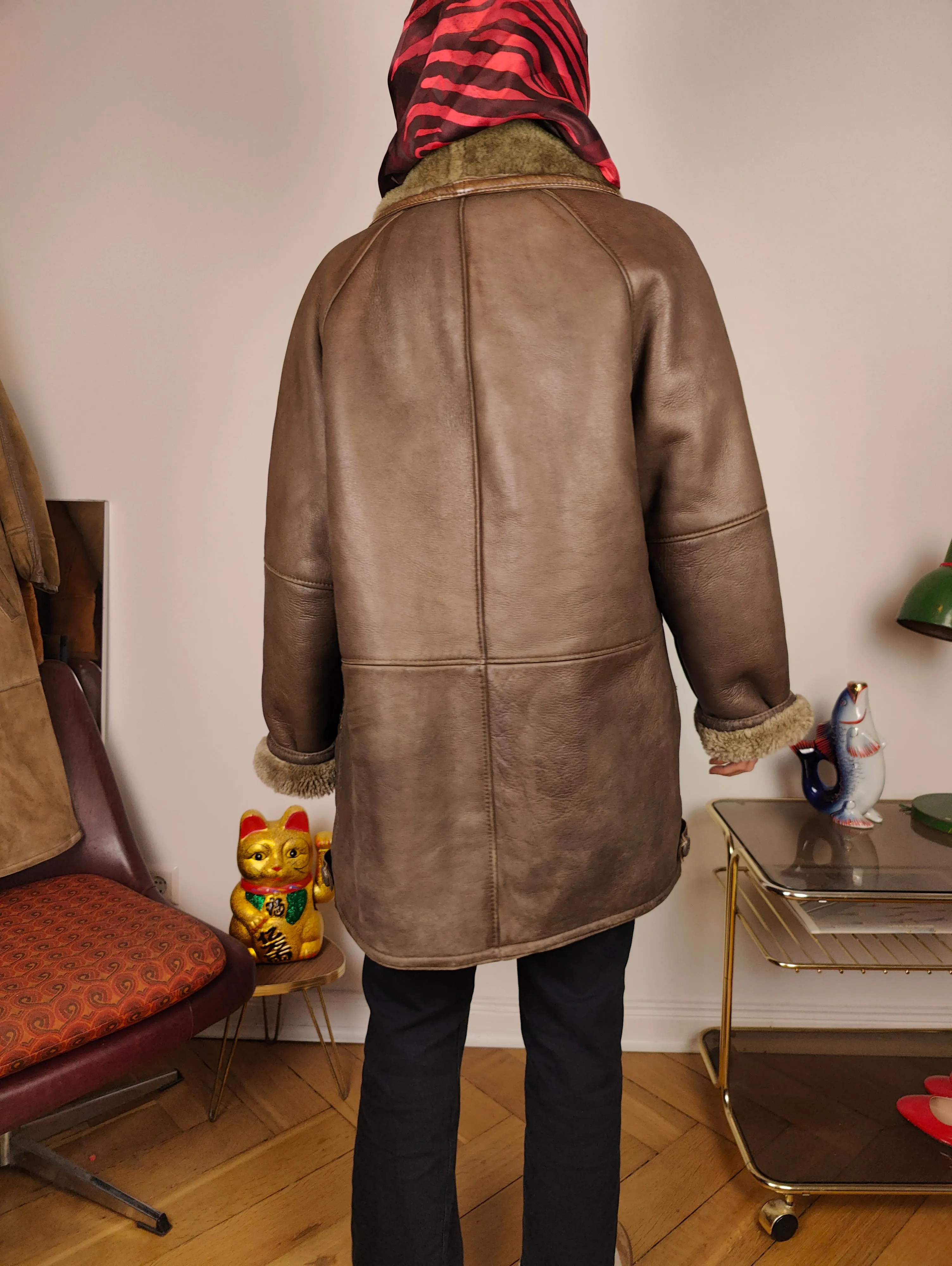 Vintage shearling coat M L | brown lambskin sheepskin leather sherpa jacket women unisex men