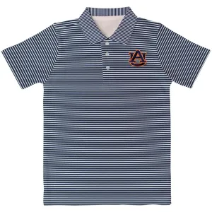 Vive La Fete Auburn University Tigers Emb Navy Stripes Short Sleeve Polo Box Shirt White/Navy 5106
